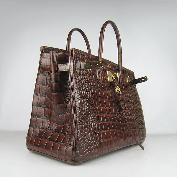Replica Hermes Birkin 40CM Crocodile Veins Leather Bag Dark Coffee 6099 Online